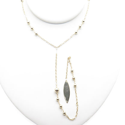 925 Sterling Silver Gold Plated Petal Beaded Belly Chain Necklace 20-22"