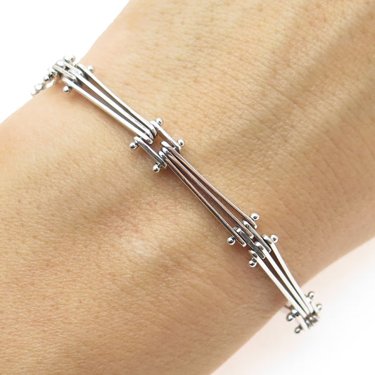 925 Sterling Silver Gate Link Bracelet 7"