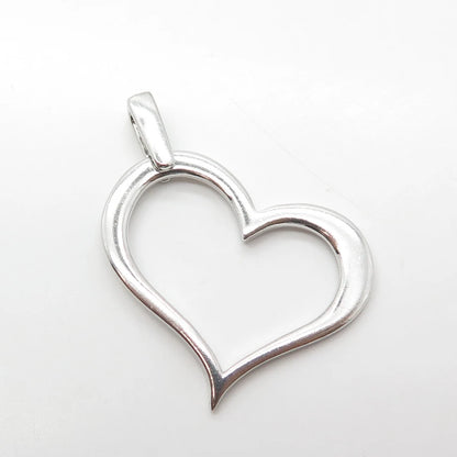 925S Sterling Silver Vintage Italy Open Heart Modernist Pendant