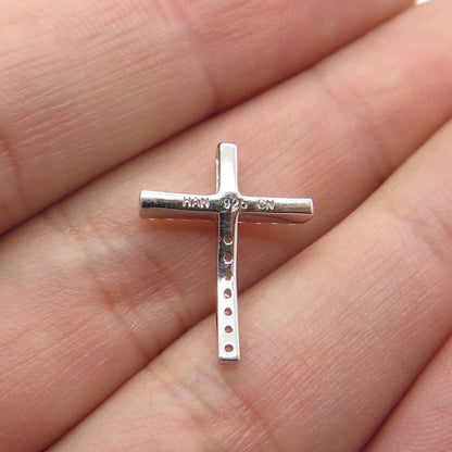 HAN 925 Sterling Silver Pave C Z Cross Slide Pendant