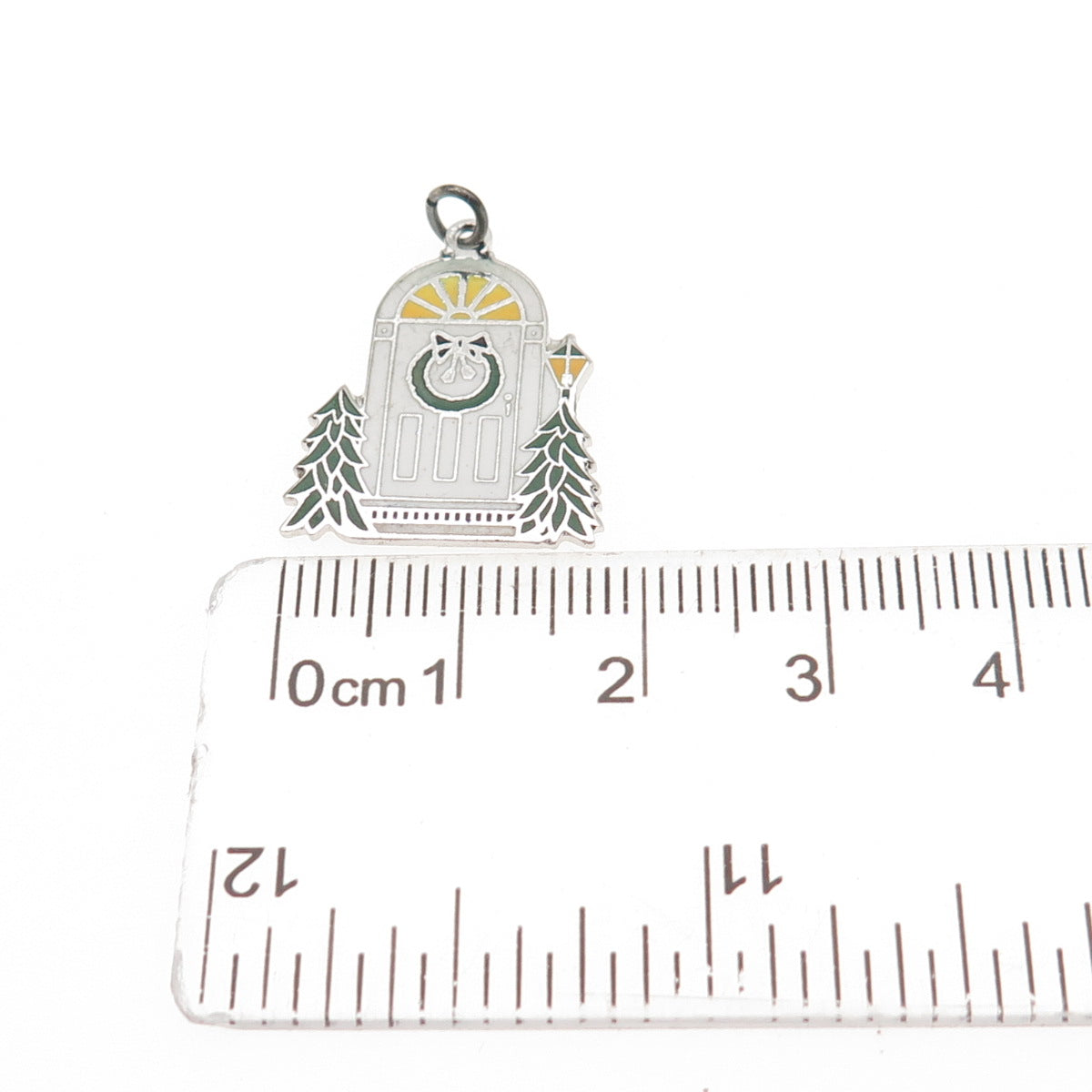 Griffith & Sons 925 Sterling Silver Vintage Enamel Christmas Door Charm Pendant