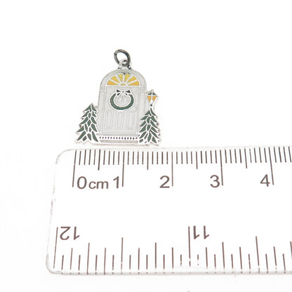 Griffith & Sons 925 Sterling Silver Vintage Enamel Christmas Door Charm Pendant