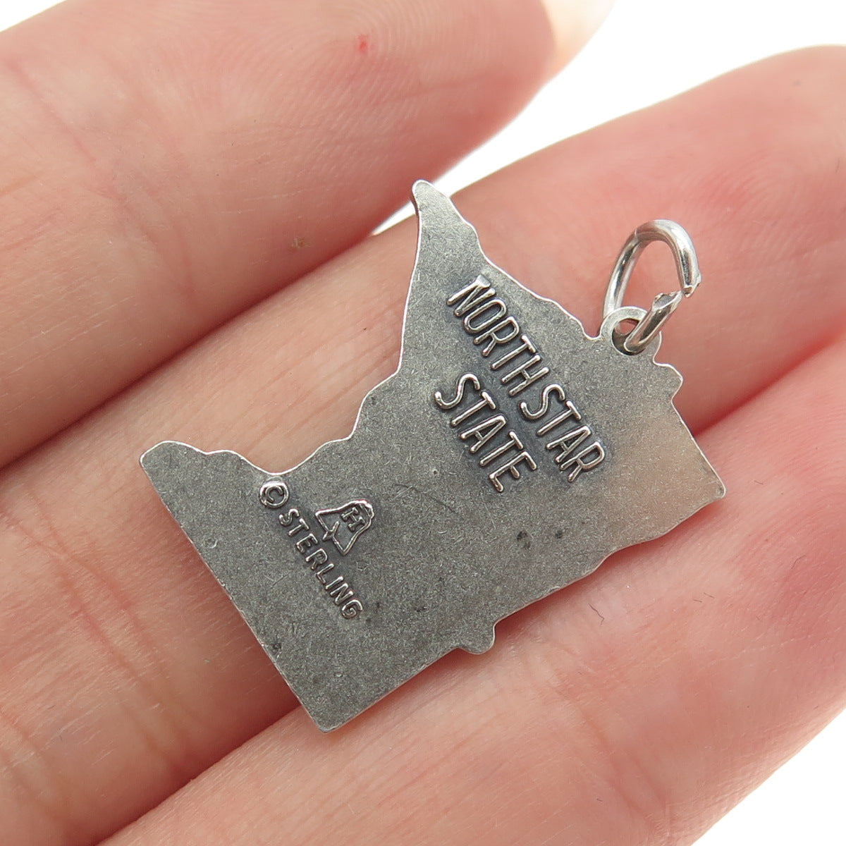 925 Sterling Silver Vintage "Minnesota" State Map Pendant