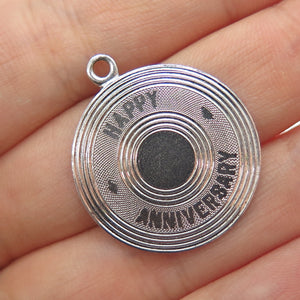 WELLS 925 Sterling Silver Vintage Happy Anniversary Charm Pendant