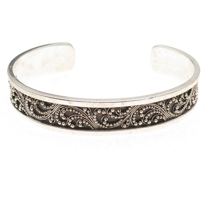 Lois Hill Sterling Silver Vintage Granulated Scroll Adjustable Bracelet 6.75"