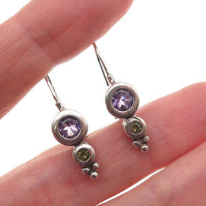 Chateau D’Argent 925 Sterling Silver Vintage Real Amethyst & Peridot Earrings