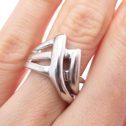 925 Sterling Silver Vintage Modernist Mountain Ring Size 6.25