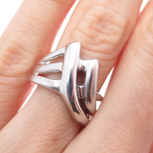 925 Sterling Silver Vintage Modernist Mountain Ring Size 6.25
