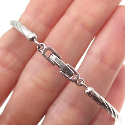 925 Sterling Silver Real Round-Cut Diamond Peace Symbol Bracelet 7"