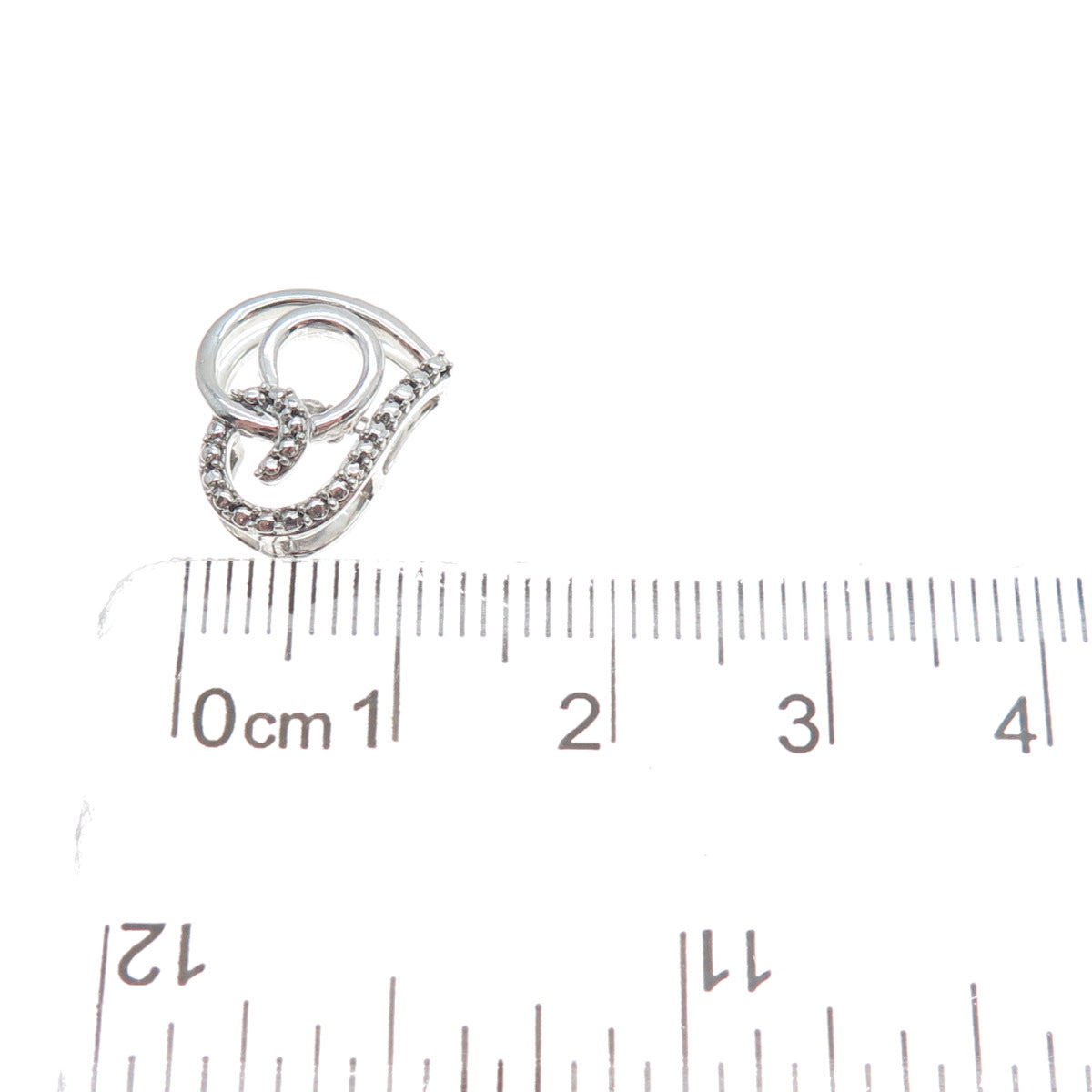 925 Sterling Silver Round-Cut C Z Swirl Heart Minimalist Charm Slide Pendant
