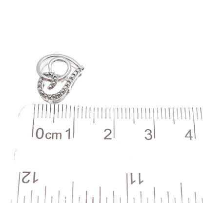 925 Sterling Silver Round-Cut C Z Swirl Heart Minimalist Charm Slide Pendant