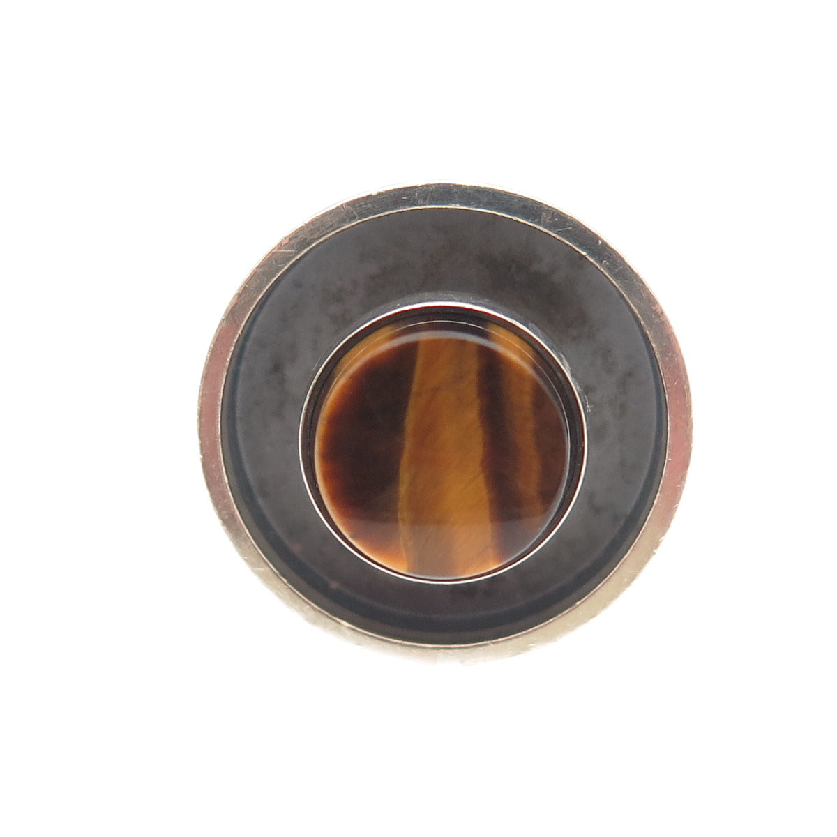 Kupittaan Kulta 925S Sterling Vintage Finland Tiger Eye Adjustable Ring Size 7.5