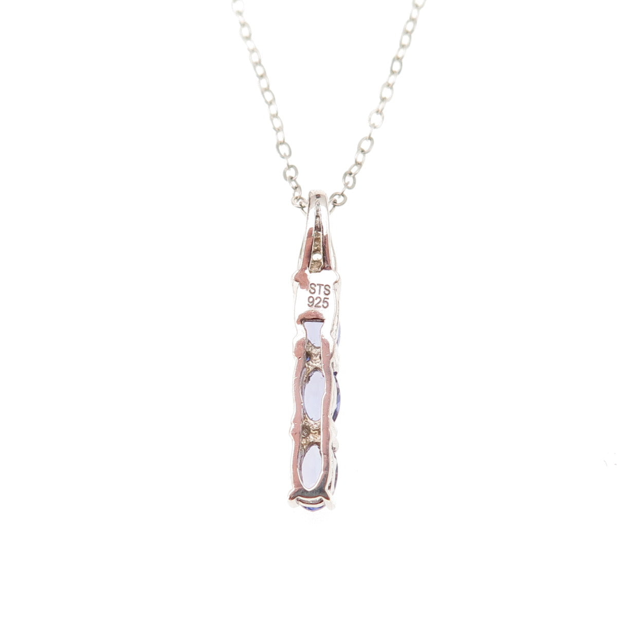 Chuck Clemency 925 Sterling Real Tanzanite White Topaz Cable Chain Necklace 20"