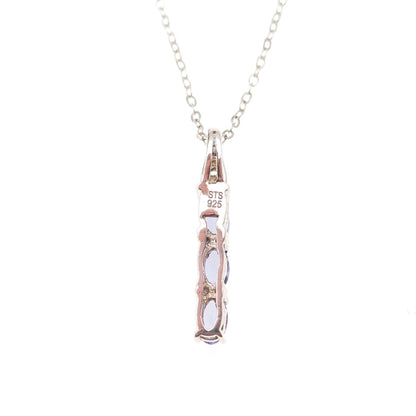 Chuck Clemency 925 Sterling Real Tanzanite White Topaz Cable Chain Necklace 20"