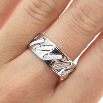 NEOS 925 Sterling Silver Textured Sewing Stitches Band Ring Size 8.75