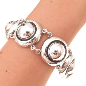 Niels Erik From 925S Sterling Silver Vintage Denmark Modernist Dome Bracelet 7"