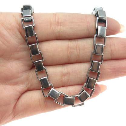 COACH 925 Sterling Silver Vintage Large Box Chain Oxidized Necklace 16"
