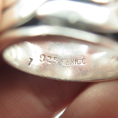 925 Sterling Silver Vintage Mexico Braided Rotating Band Ring Size 7.75