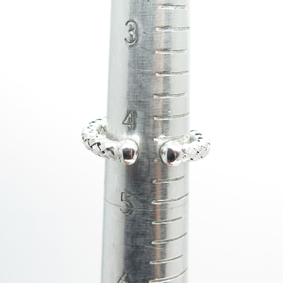 925 Sterling Silver Real Round-Cut Diamond Braided Adjustable Ring Size 4.5