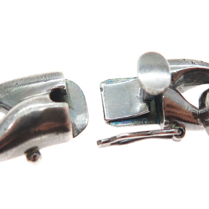 KRYPELL 925 Sterling Silver Vintage Modernist Anchor Link Oxidized Bracelet 6.5"
