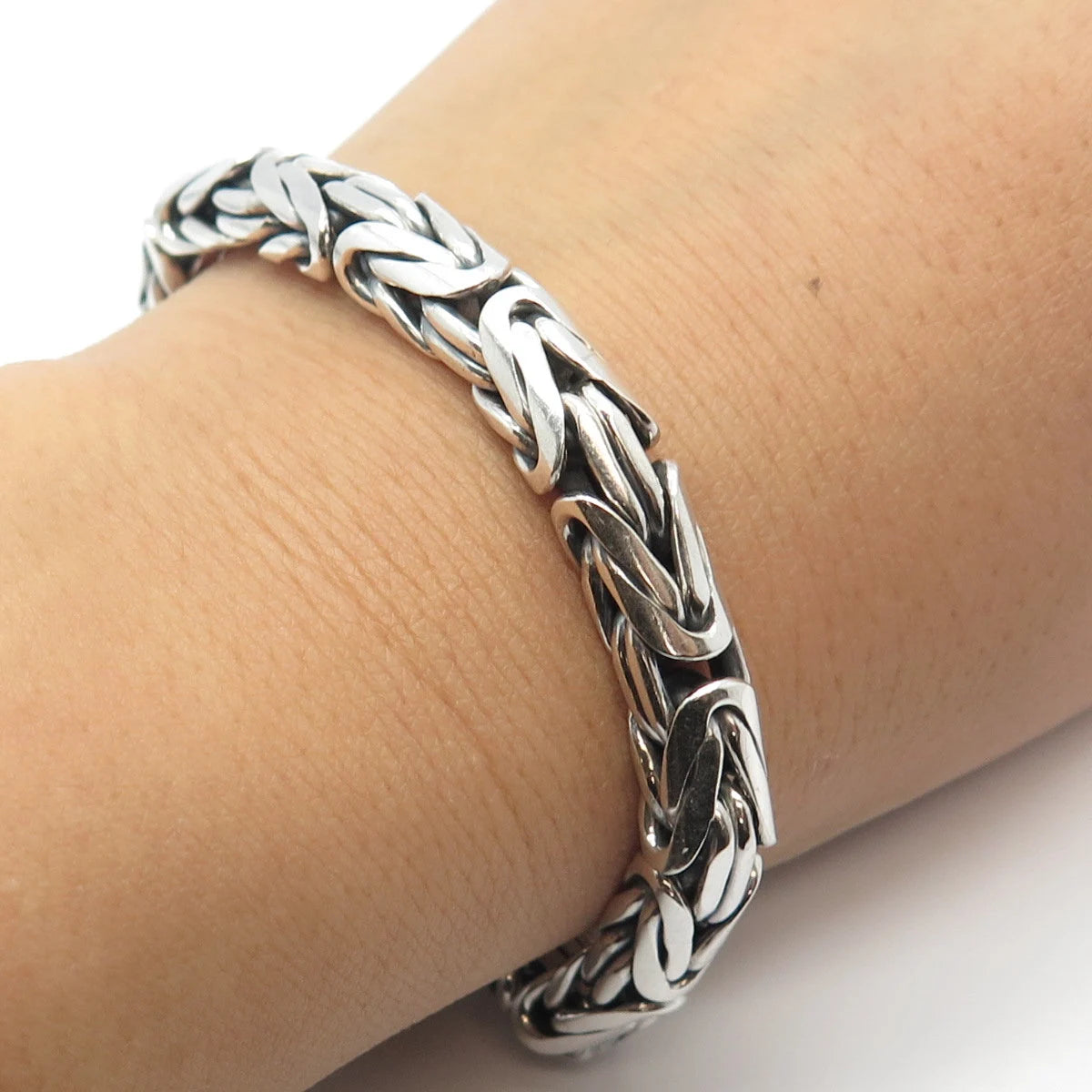 925 Sterling Silver Vintage Byzantine Link Bracelet 7.25"