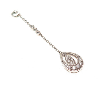 925 Sterling Silver Vintage C Z Drop Chain Dangle Charm Pendant