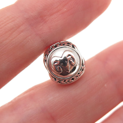 Pandora 925 Sterling Silver Aries Zodiac Sign Slide Bead Charm
