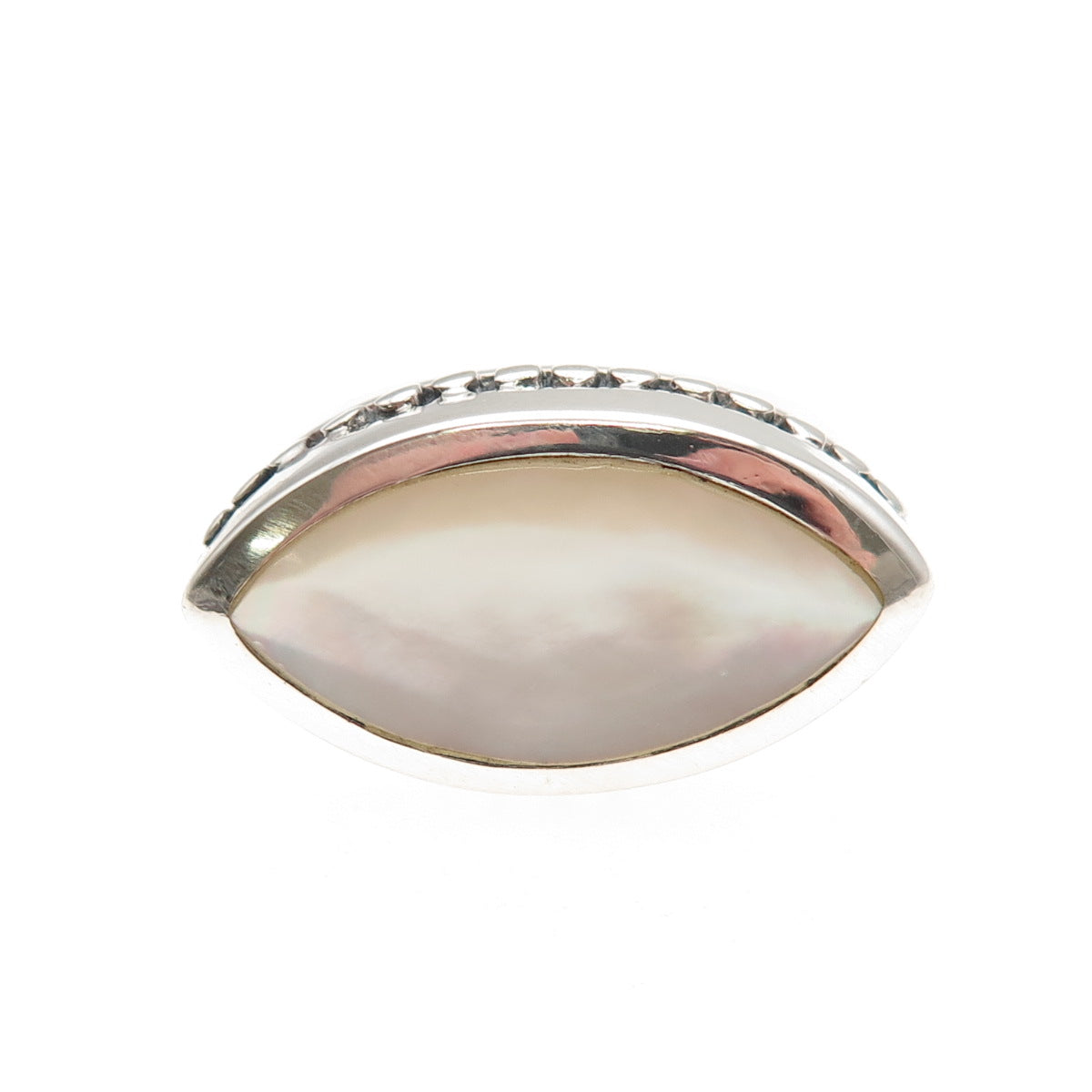 CFJ Collins Fine 925 Sterling Silver Vintage Real MOP Modernist Ring Size 6.75
