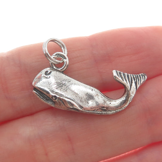 GUGLIELMO CINI 925 Sterling Silver Vintage Whale Minimalist 3D Charm Pendant