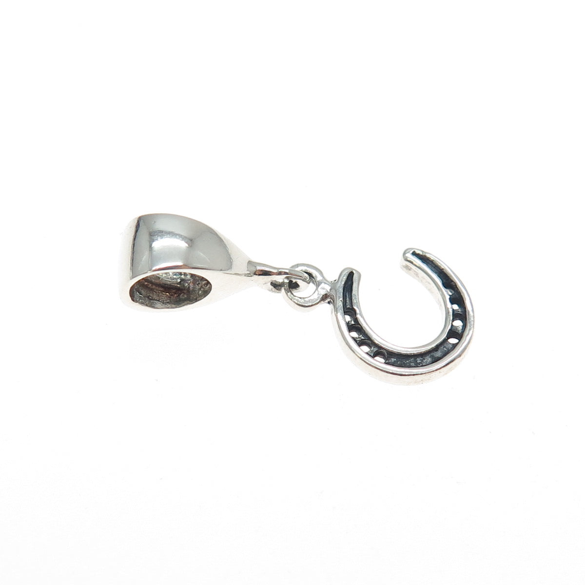 925 Sterling Silver Horseshoe Good Luck Slide Dangle Charm