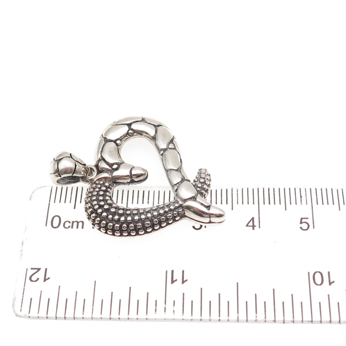 925 Sterling Silver Vintage Granulated Kali Heart Oxidized Charm Pendant