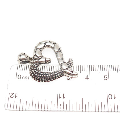 925 Sterling Silver Vintage Granulated Kali Heart Oxidized Charm Pendant