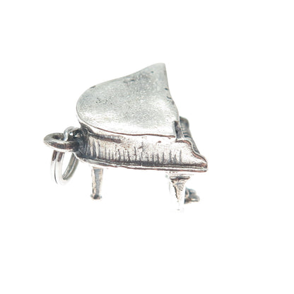 JEWELART 925 Sterling Silver Vintage Piano Oxidized Minimalist 3D Charm Pendant