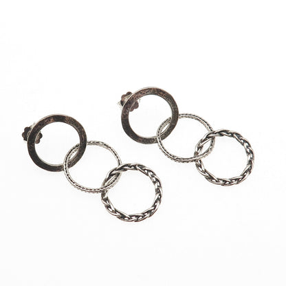 Didae 925 Sterling Silver Vintage Israel Interlocked Circle Dangle Earrings
