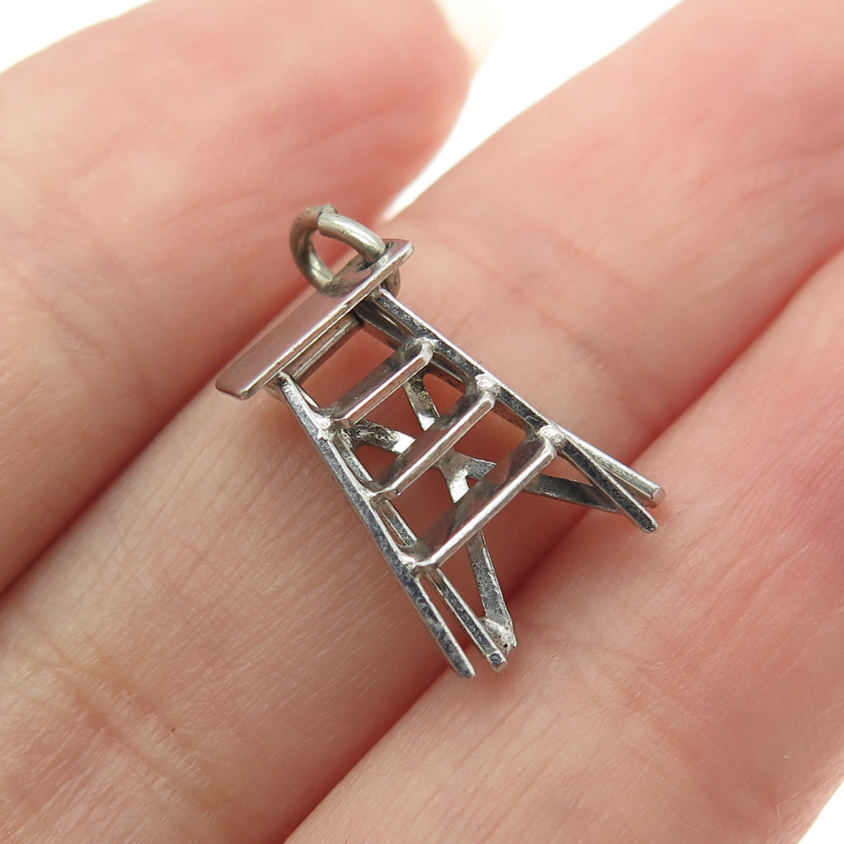 925 Sterling Silver Antique Art Deco Step Ladder 3D Pendant