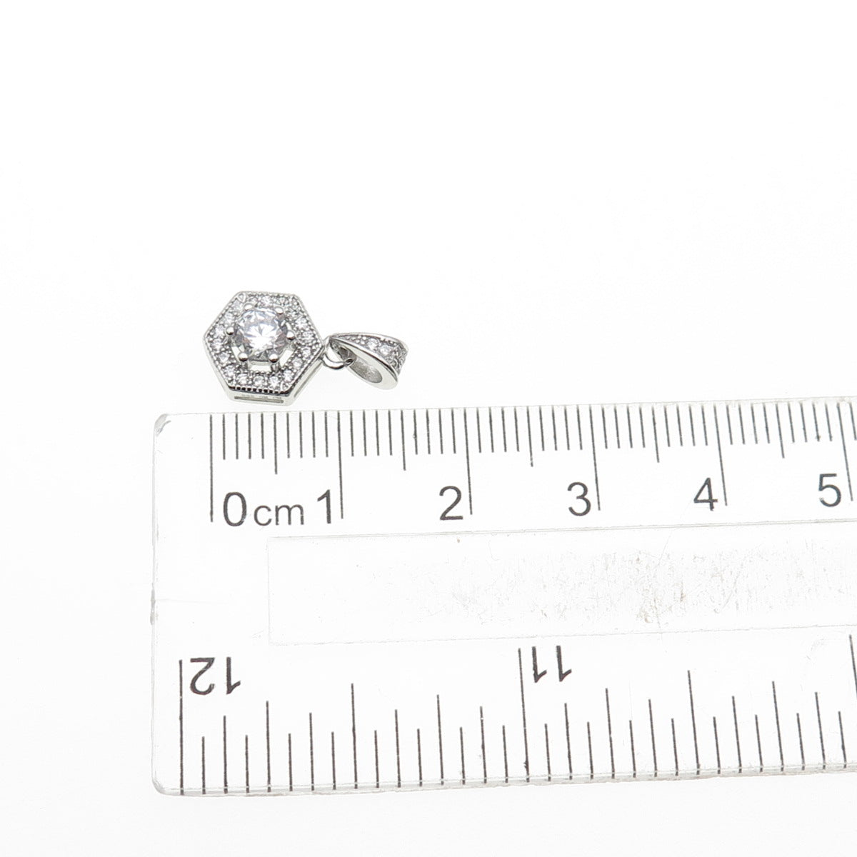 925 Sterling Silver Round-Cut C Z Mini Charm Pendant