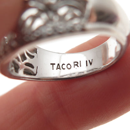 Tacori IV 925 Sterling Silver Round-Cut C Z Filigree Ring Size 6.25