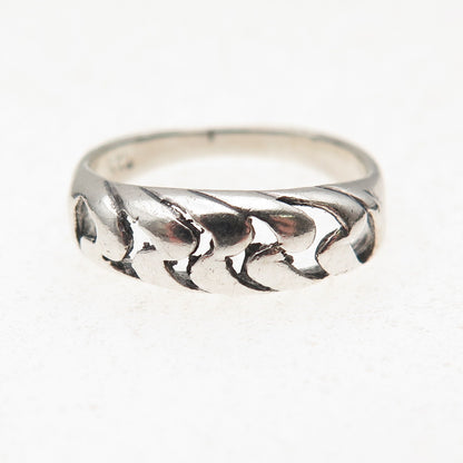 925 Sterling Silver Vintage Modernist Wavy Oxidized Ring Size 5.75