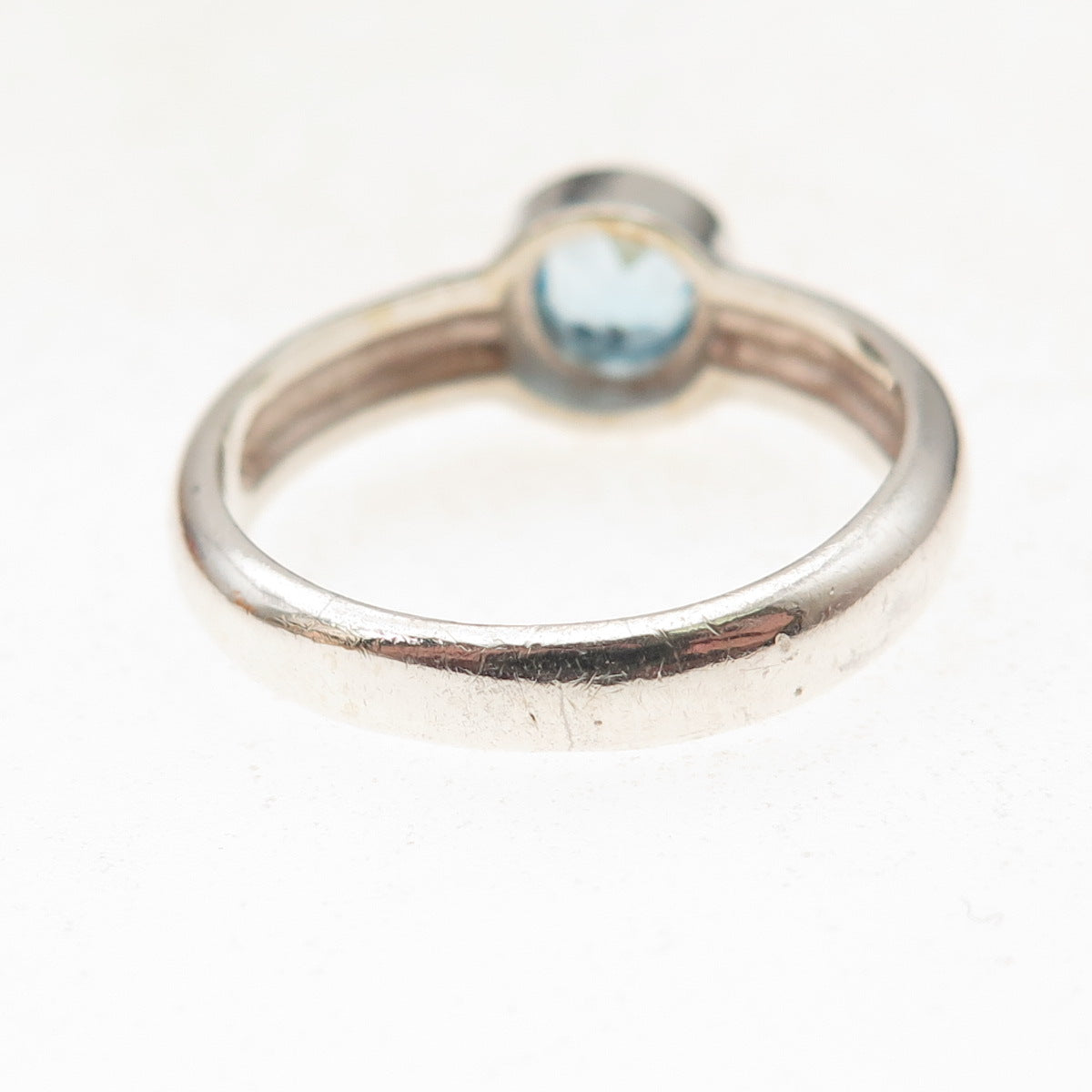 Boma 925 Sterling Silver Vintage Real Blue Topaz Oxidized Ring Size 8