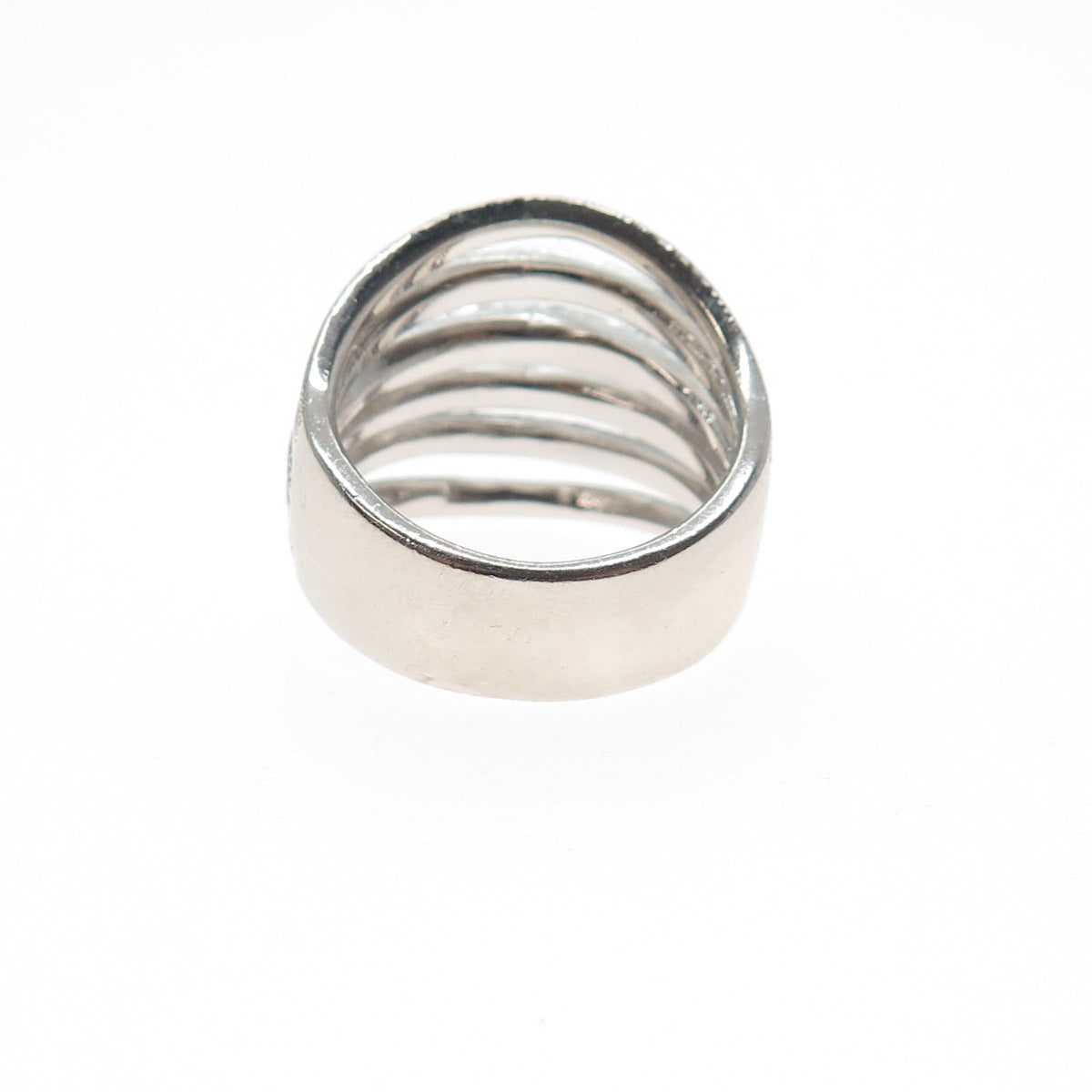 925 Sterling Silver Diamond-Illusion 5-Row Ring Size 6.75