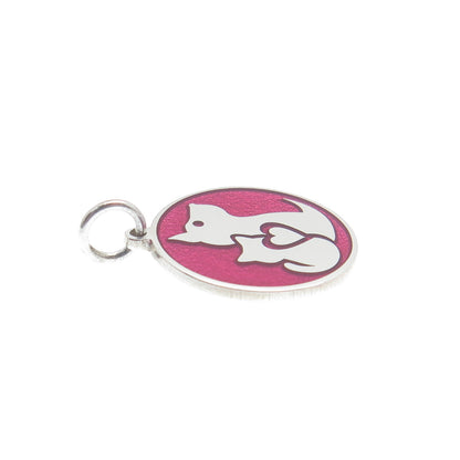 925 Sterling Silver Pink Enamel Dog & Cat Friendship Minimalist Charm Pendant