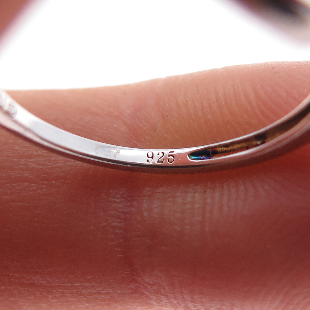 SAI 925 Sterling Silver Real Pink & White Sapphire Ring Size 6.75