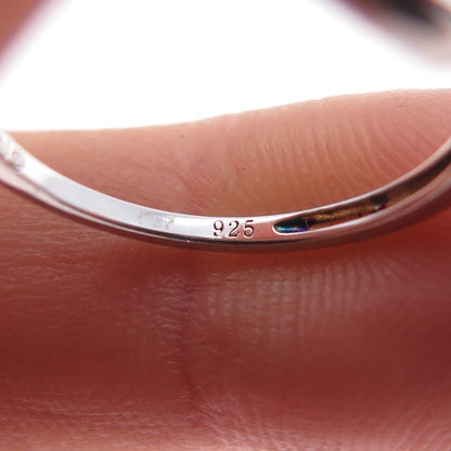 SAI 925 Sterling Silver Real Pink & White Sapphire Ring Size 6.75