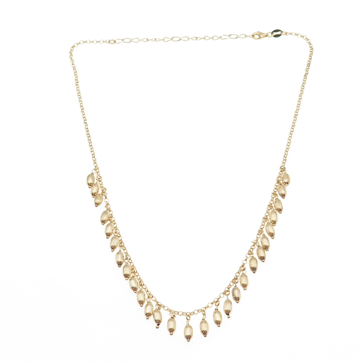 GioIelli Di Valenza 925 Sterling Gold Plated Italy Dangle Beads Necklace 16-18"