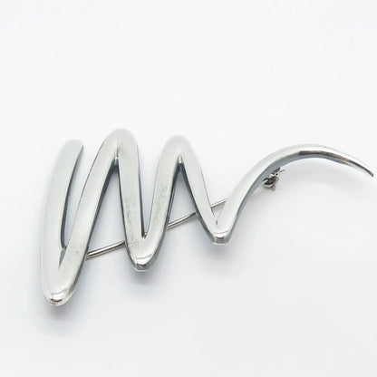 925 Sterling Silver Vintage Zigzag Pin Brooch