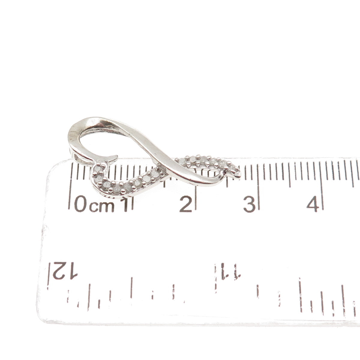 DIAG 925 Sterling Silver Real Diamond Infinity Heart Slide Charm Pendant