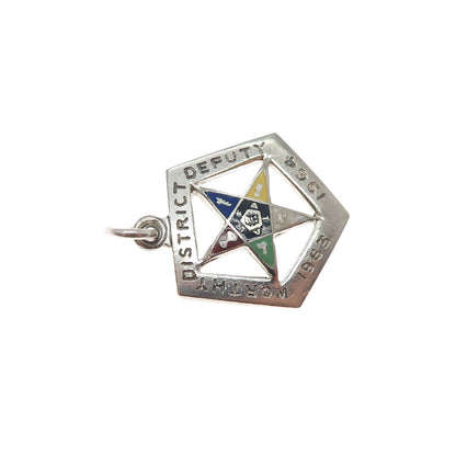 925 Sterling Silver Vintage 1963-64 Enamel Masonic Eastern Star Charm Pendant