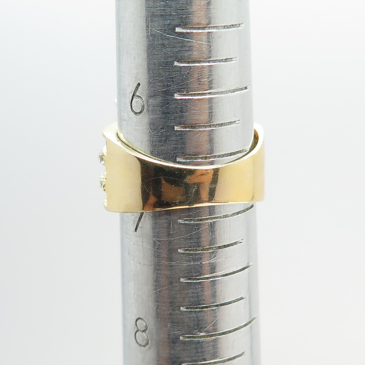 925 Sterling Silver Gold Plated Baguette & Round-Cut C Z Ring Size 7