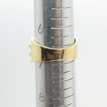 925 Sterling Silver Gold Plated Baguette & Round-Cut C Z Ring Size 7