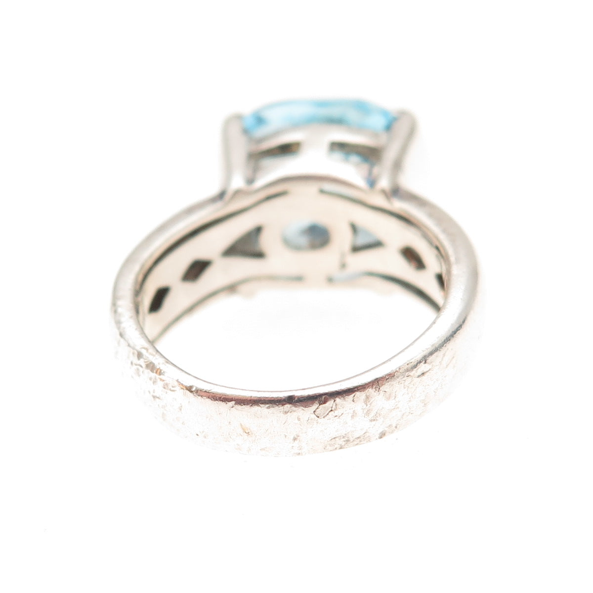Chuck Clemency 925 Sterling Silver Vintage Real Blue Topaz Ring Size 7